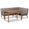 Baxton Studio Sanford Mid-Century Modern Grey Fabric and Walnut Brown Finished Wood 3-Piece Dining Nook Set 184-11340-9305-Zoro - alternate 1
